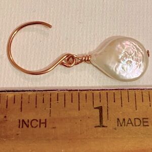 Coin Pearl & Solid Copper Earrings